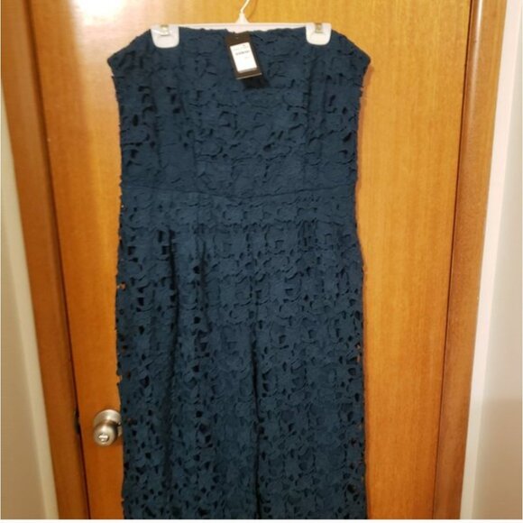 Brand New with Tags Teal Blue Crochet Jumpsuit - Picture 5 of 8